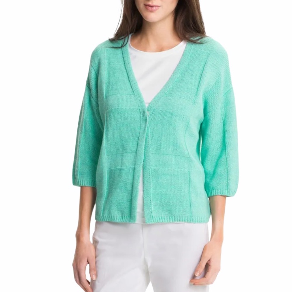 LAFAYETTE 148 V-Neck Cotton/Linen Blend Cardigan Size M